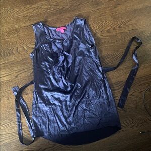 Betsey Johnson Navy Blue satin tunic top/dress